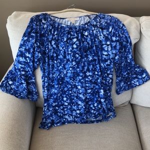 Michael Kors Tye Dye 3/4 Flutter Sleeve Top